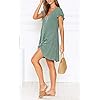 MITILLY Women's Summer Short Sleeve V Neck Button Down Casual Tunic Dress with Pockets Medium Sage