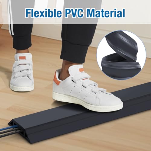 Image of Eapele Floor Cord Cover 6.5ft Cord Covers for Wires on Floor, Heavy Duty Extension Cord Cover, Rubber Floor Cable Cover, Prevent Trip Hazard for Sidewalk Home Office Outdoor or Indoor Settings