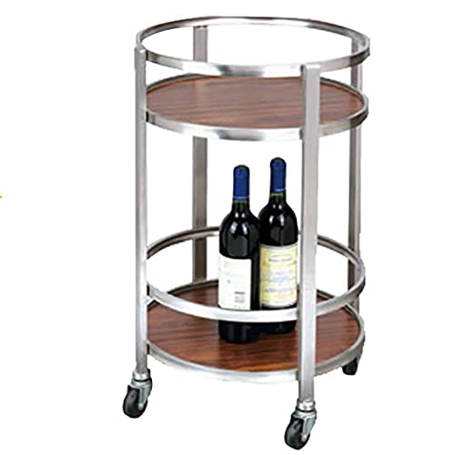 Küchenwagen Massivholz Weinregal Mit Rädern Kicthen Bar Esszimmer Tee Weinhalter Rollender Barwagen, Möbel Küche Badezimmerwagen 40 X 68 cm 3 Stile (Edelstahl-Vierkantrohr) Cover