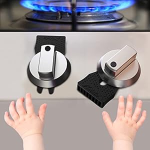 Gas Stove Baby Proof Knobs Locks (6 Pack), Aukfa Child Proofing Oven Knob Lock – No Tools Needed(Black)
