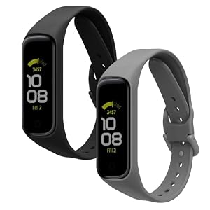 kwmobile 2x Uhrenarmband für Samsung Galaxy Fit 2 Armband - Fitnesstracker Band Set aus TPU Silikon - Ersatzarmband Smartwatch - Schwarz Dunkler Schiefer