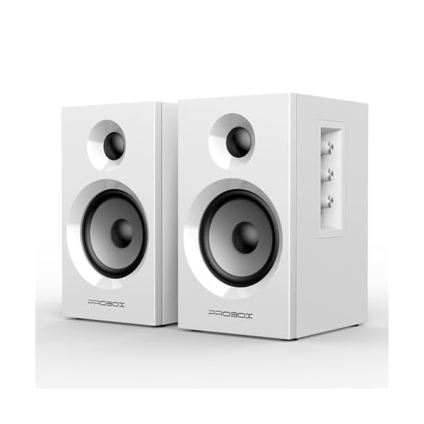 BT16 Active Bookshelf Speakers 3.5″ Woofer with 1″ Tweeter, 60W RMS-Bluetooth 5.3, Built-in 24bit DAC Dynamic 3D 2.0 Surround Sound, Computer Gaming PC Speakers – White
