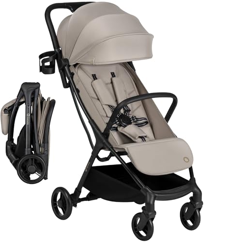 Lionelo AGIA Passeggino Compatto e Leggero fino a 22 kg / 4 anni Pieghevole con una Mano, Posizione Distesa, Seduta Ampia, Pannello di ventilazione, Ammortizzazione, Grande Cestello Regolazione Facile