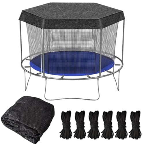 ARSBORUI Trampolin Sonnenschutz Abdeckung, Ø 183 244 305 366 427 cm Trampolin Überdachung Abdeckung, UV-Beständige Sonnensegel, Sonnenschutznetz für 6/8 Stangen Trampolin (305cm - 8 Stangen)