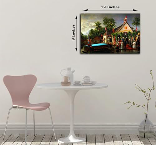 Image of Sikhash Raja Ravi Varma Canvas Paintings Classic Art, Indian Art, Famous Artist, Wall Painting for Living Room, Bedroom, Office, Unframed, Multicolor Fabric Size - 12x8 inches (30x20 cms, The Maharaja of Travancore welcoming Richard)