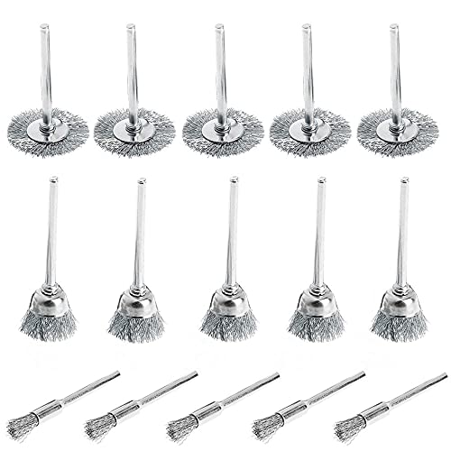 Dtoterul Brosse Metallique pour Perceuse 30 Pièces Brosse Metallique Circulaire Métalliques Fil Métallique Polissage Nettoyage Kit pour Perceuse Electrique Pinceau Polissage, Argent, 5mm/15mm/22mm Cover