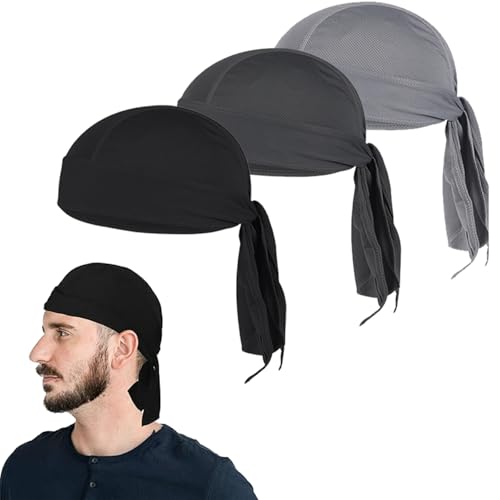 Recopilación de Ropa de Escalada para Hombre los 5 más buscados. 44 ZSKEUR 3 Piezas Durag, Durag Hombre, Bandanas Hombre, Unisex, Senderismo, Ciclismo, Escalar, Negro, Gris Oscuro, Gris Claro, One Size