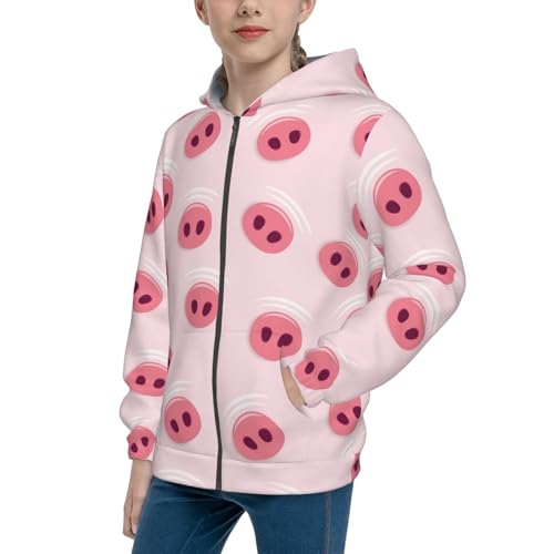 Cute Pig Nose Kid Hoodies Boys Zip Up Sweatshirts Girls Pullover with Pocket