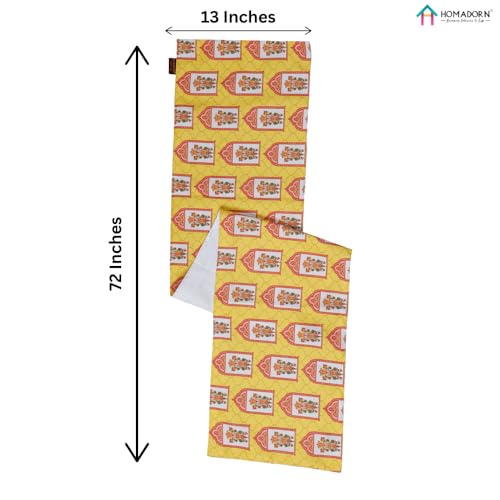 Image of HOMADORN Premium Digital Printed Table Runner - Double Layered Durable Fabric, Elegant Dining & Coffee Table Decoration, Fade-Resistant Prints, Easy Care (13x72 Inches (6 Seater), Festive Marigold)