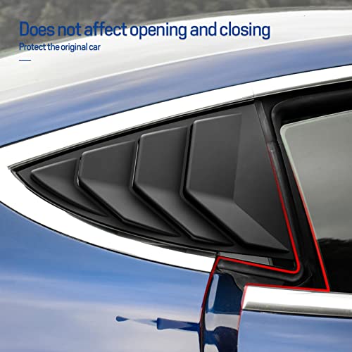 Kungkic For Tesla Model 3 2017-2023 Rear Side Window Louvers Air Vent Scoop Louvers Window Scoop Louvers Covers Abs Sun Rain Shade Vent Sport Style 2Pcs Cool Exterior Decoration (Matte Black) #TOP3