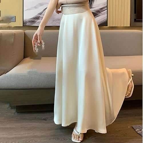 Ladies Casual Skirts Solid Satin a Line Vacation Skirt Womens Maxi Trendy Skirts Comfortable Fit Big and Tall Skirt4
