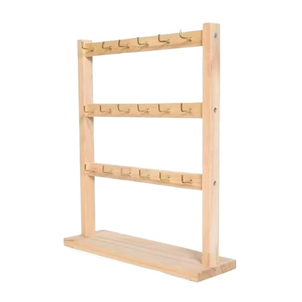 FAJNUZI2024 Jewellery Display Stand Wooden Jewelry Display Stand Hooks for Bracelets Necklaces Earrings Organizer(Medium)