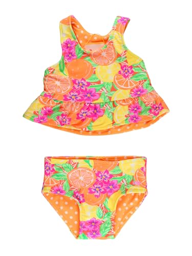 Image of RuffleButts Baby /Toddler Girls UPF50+ Sun Protected Reversible Peplum 2 Piece Sleeveless Tankini