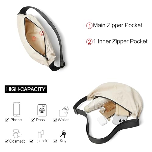 Image of Nylon Crossbody Bag For Women Men Casual Lightweight Crescent Shoulder Hobo Purse With Wide Adjustable Strap