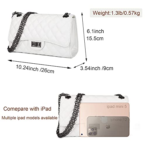 Image of Gladdon Quilted Crossbody Purse for Women Trendy Shoulder Bags | Stylish Shoulder Purse,Quilted Pattern,Structured bag,Chain Strap,Spacious Enough,Casual and Dressy Outfits,Any Occasion