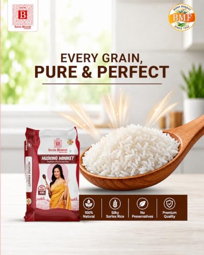 Image of Sona Bharat Husking Miniket Rice 10kg | Premium Silky Sortex Grains | Soft & Fluffy Daily Use | Clean & Uniform | High Quality Everyday Rice | Ideal for Home Cooking