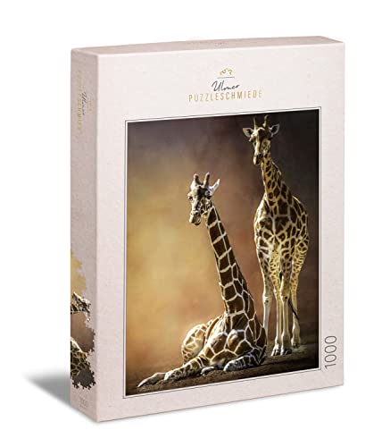 Ulmer Puzzleschmiede - Puzzle l'amour des girafes: Puzzle 1000 pièces - Motif de Puzzle représentant Une Paire de girafes - Un Motif Animalier Moderne