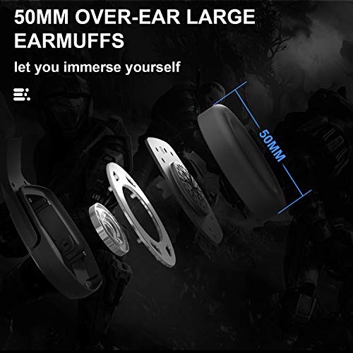 Stereo Gaming Headset for PS4 PC Xbox One Controller Noise Cancelling - Anivia Over Ear Headphones with Mic, Bass Surround, Soft Memory Earmuffs for Laptop Mac Nintendo Switch (MH602 Black Blue)