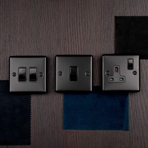 Eurolite 2 GANG 13AMP DP SWITCHED SOCKET MATT BLACK ENHANCE RANGE BLACK TRIM