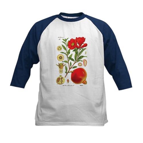 CafePress Vintage Pomegranate Kids Baseball Jersey Kids Cotton Baseball Jersey, 3/4 Raglan Sleeve Shirt Navy/White