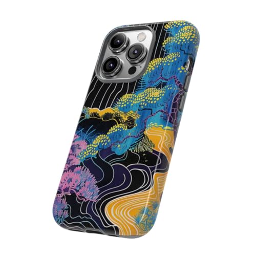 Coque iPhone 14 Pro rigide brillante avec motif bleu antichoc de qualité