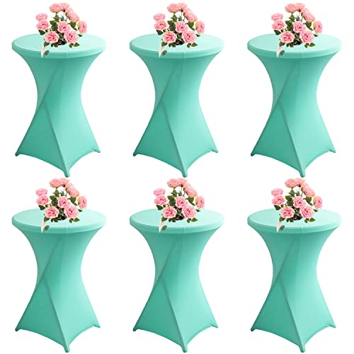 Juego de 6 manteles de elastano elástico para mesas de 6080 cm de alto, redondos, manteles de cóctel, para banquetes de boda, color azul, 60 x 110 cm, suministros para fiestas