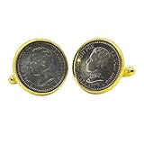  Gemelos para camisa: Genumis Africano - Moneda 50c peseta 1904 Plata España - Color Dorado - 18 mm