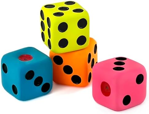 CHIWAVA 4 Pack 1.7" Squeaky Latex Dog Toys Dice Puppy Fetch Interactive Play for Small Dogs