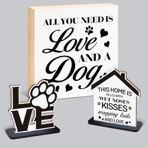 Dog Lover Gift - 3 Pcs Love Dog Theme Wood Box Sign Set for Tiere...