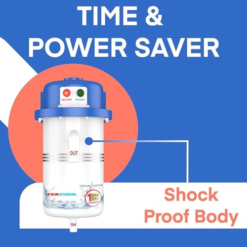 Image of TEKCOOL Instant Water Geyser 1 L Portable Water Heater, Made of First Class ABS Plastic, Auto Cut Off Feature with 1 Year Warranty, for Home, Office, Restaurant etc