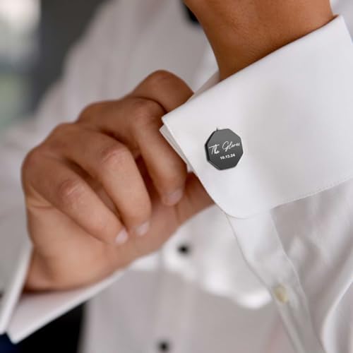 Personalized Wedding Cufflinks, Wood box, Custom Engraved Cufflink & Clip for Bride,Groomsman,Husband Wedding Gift