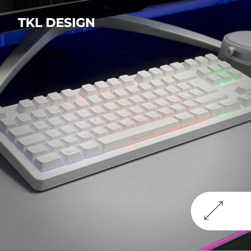 MK023, Tastiera Gaming TKL, Tecnologia Ibrida H-Mech, Illuminazione FRGB Rainbow, Anti-ghosting, Compatibilità Universale, Bianco, Lingua Portoghese - Tastiera gaming - Immagine 1