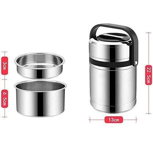 Bento Box - Lonchera térmica de 3 niveles a prueba de fugas, lonchera Bento al vacío, contenedor de alimentos de acero inoxidable 304, almacenamiento de alimentos, mantiene el calor durante 6 horas