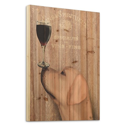 Empire Art Direct Dog Au Vin Yellow Labrador Digital Print On Solid Wood Wall Art, 24" X 18" X 1.5", Ready To Hang #TOP1