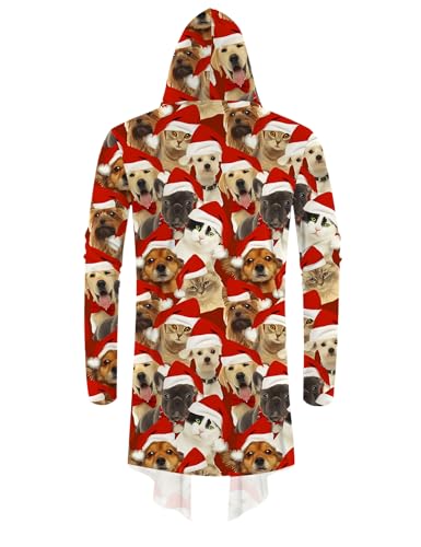 Poriff Mens Long Hooded Cardigan Christmas Long Sleeve Thin Cardigans Ruffle Shawl Collar Lightweight Drape Cape Overcoat Pockets XXL4