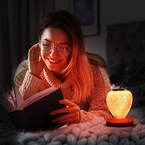 Miniatura 6 de Luz nocturna de fresa de Navidad, bonita lámpara de fresa de silicona, lámpara LED de noche para niños, 3 modos táctiles, lámpara de noche para