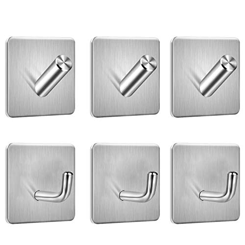 エプダ店 フック ステンレス 壁フック 防水 壁掛け 傷つけない 粘着 強力 はがせる 玄関ドア キッチン ハンガー トイレ小物 額縁掛け 6個入りセット