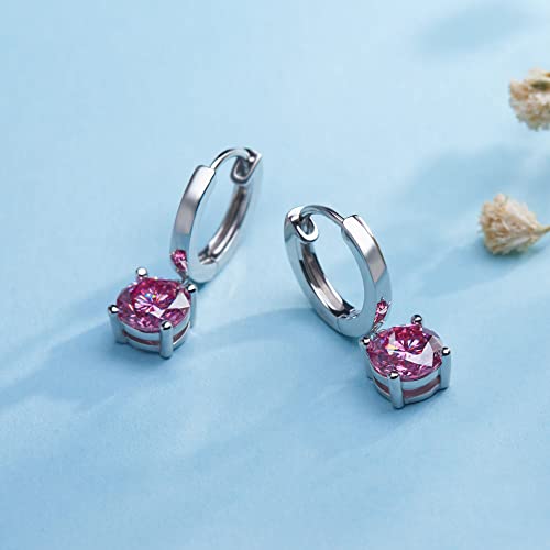 Gigajewe Moissanite Pink Color Vvs1 Total 2Ct 925 Silver Drop Earrings 18K Gold Plated Diamond Test Passed Jewelry Woman Girl Gift (Pink) #TOP2