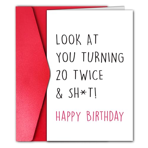 Esivelo Funny 40th Birthday Card for Friend Sister Brother, Sassy...