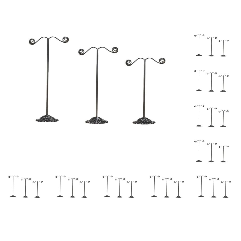Juego de 10 soportes de hierro con forma de T para pendientes, collares, joyas, color negro