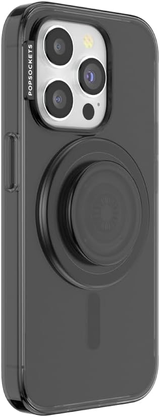 PopSockets iPhone 15 Pro Phone Case with MagSafe, Wireless Charging Compatible, Black - Transluscent Black image 3
