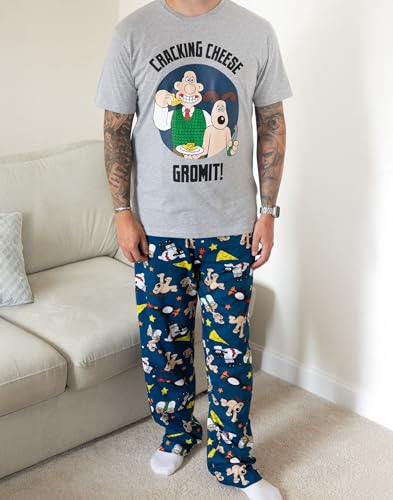 Vanilla Underground Wallace And Gromit Mens Pajama Set | Cracking Cheese Adults Classic Logo Loungewear2