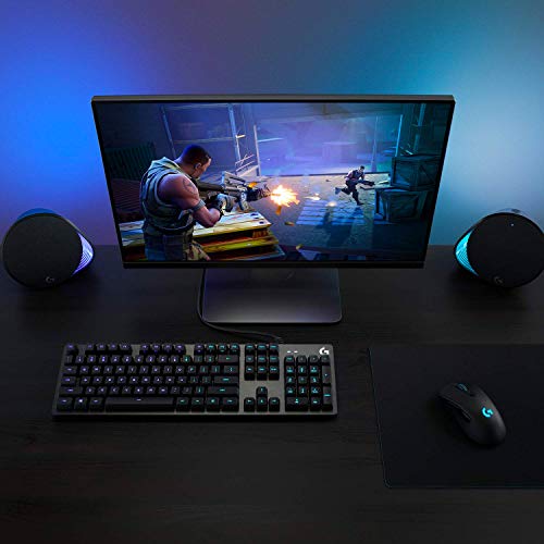 Logitech G512 Mechanical Gaming Keyboard Special Edition,Rgb Lightsync Backlit Keys,Gx Blue Clicky Key Switches,Brushed Aluminum Case,Customizable F-Keys, Usb Pass Through,Azerty France - Black #TOP1