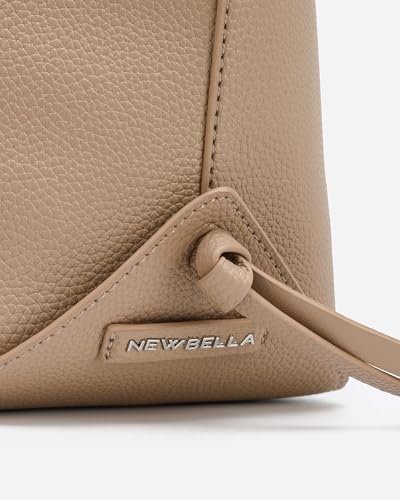 Image of NEWBELLA Women's Vegan Leather Tote Bag 2-Piece Set, Fashion Top Handle Purse with Buckle Design, Solid Color Shoulder Bag for Work, Travel & Daily Use (Apricot)