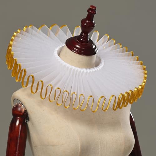 FAD-4U Elizabethan Neck Ruff Detachable Collar for Medieval Costume Ensembles Neck Collars2