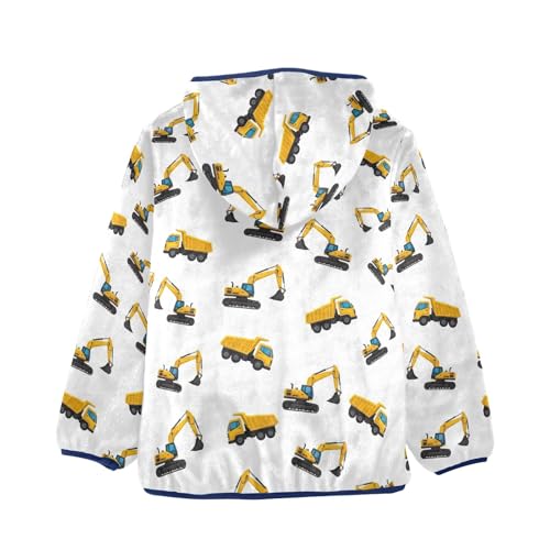 CHIFIGNO Construction Trucks Excavators White Toddler Boy Winter Coat Warm Fall Jacket for Toddler 3T2
