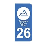 Aufkleber 26 mit Logo der neuen Region Auvergne-Rhône-Alpes für Nummernschild