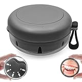 THSTOIC Denture Case & Cup, Travel Retainer Case with Mirror, No-Leak False Teeth Cleaning Container: Full & Partial Dentures Soaking, Denture Bath Holder for Mouth Guards, Braces, Aligners (Black)
