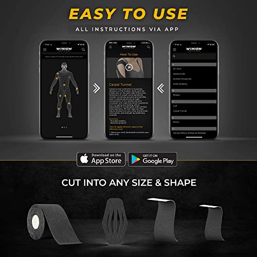 Kinesiology Tape-Incredible Support For Athletic Sports And Recovery+Free Taping Guide-Uncut 2 Inch 16.4 Feet Roll (Midnight Black + Free Taping Guide, Pack Of 1) #TOP3