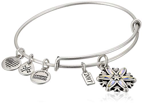 Alex and Ani Women's Crystal Snowflake Rafaelian Sliver Bangle Bracelet